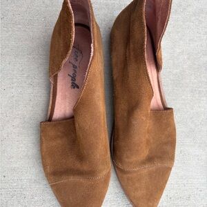 Free People Cognac Suede Pointed Toe Slip-On Flats